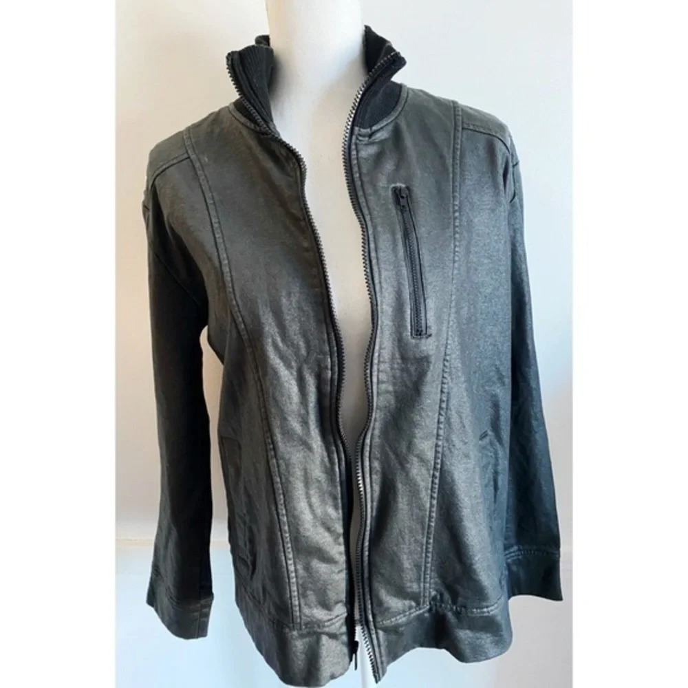 INC • Black Zip Up Coated Jacket